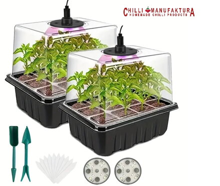 GROW BOX (2x12) s 2xLED, 2x 12-miestny box + 30 semiačok chilli