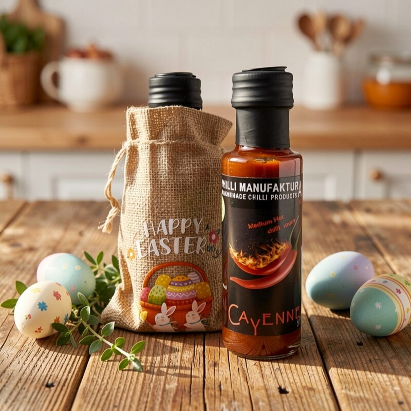 Veľkonočná výslužka - 1x Chilli omáčka 100ml v jutovom vrecku