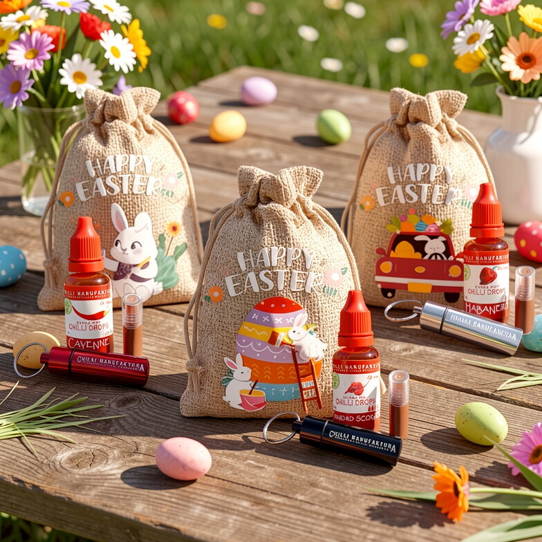 Veľkonočná výslužka MEDIUM HOT: Chilli Drops Habanero + Chilli kľúčenka s Cayenne náplňou